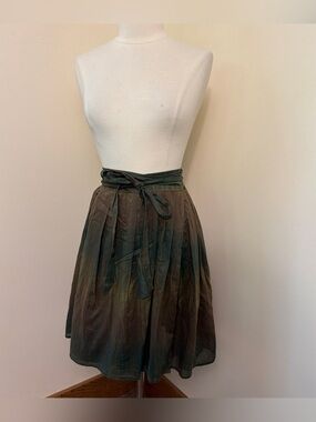 Theory Lightweight Cotton Brown and Green Wrap Skirt S